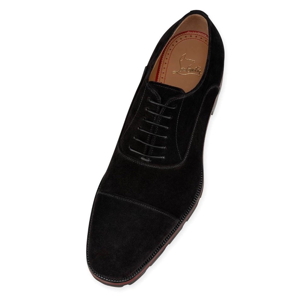 Discount Christian Louboutin Hubertus Oxford Veau Velours Black Outlet Online