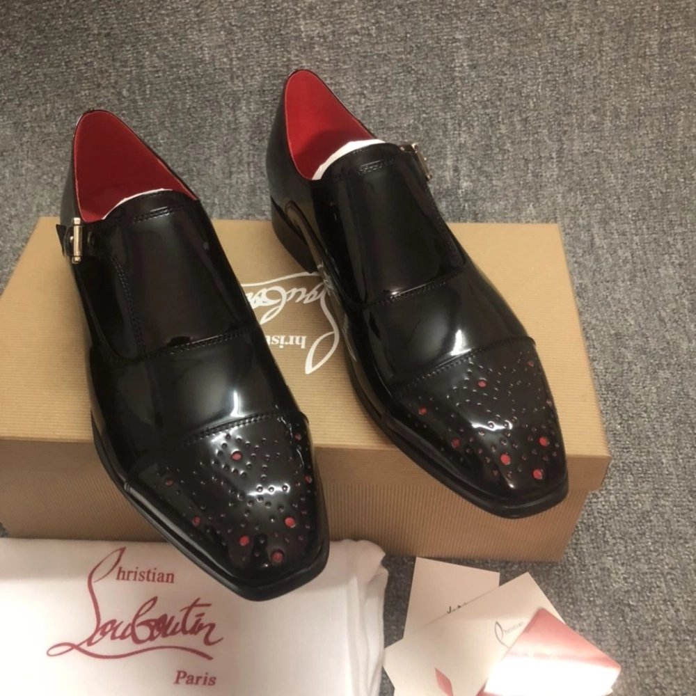 Knockoff Christian Louboutin Escream Buckle Oxford Patent Leather Black, Replica CL Shoes