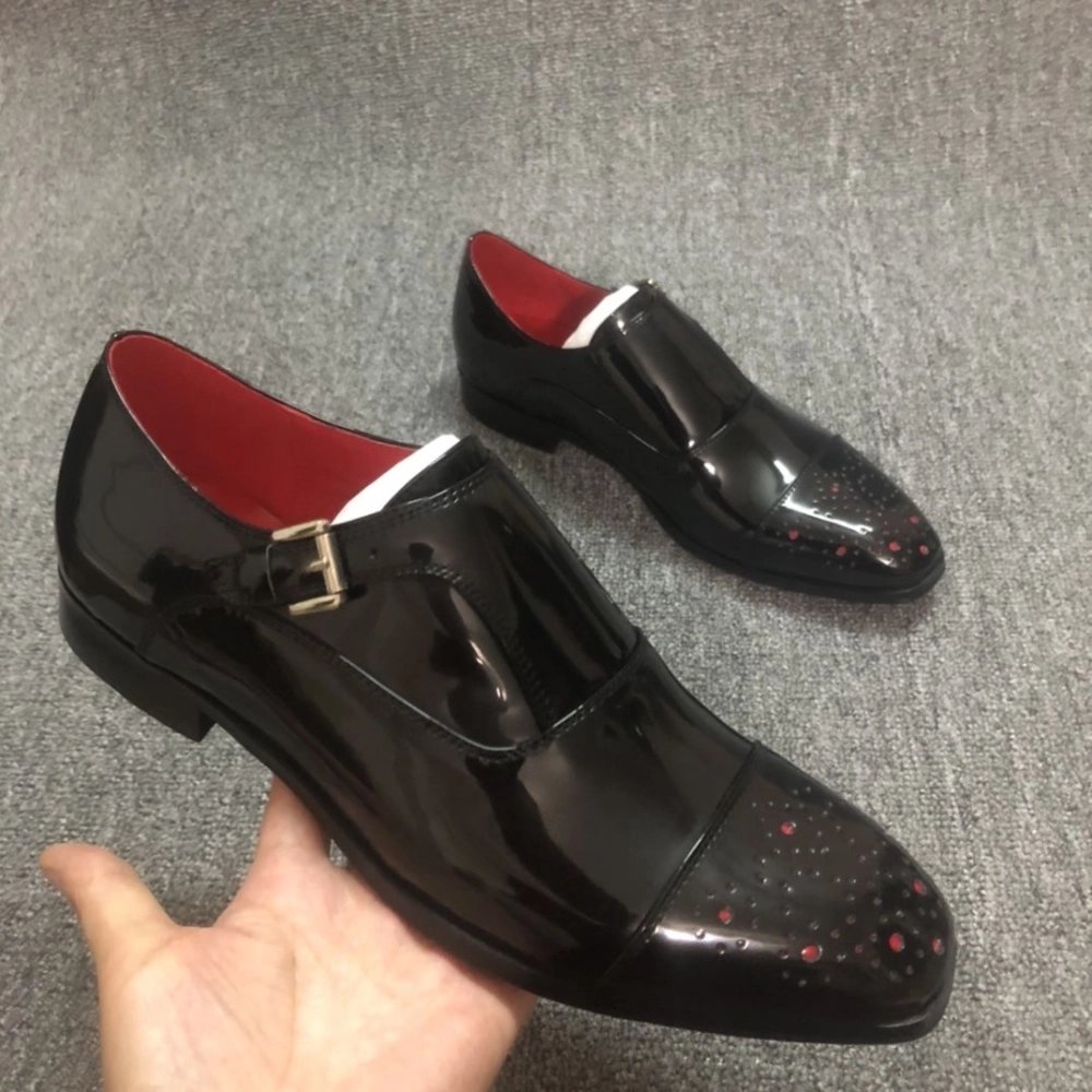 Knockoff Christian Louboutin Escream Buckle Oxford Patent Leather Black, Replica CL Shoes