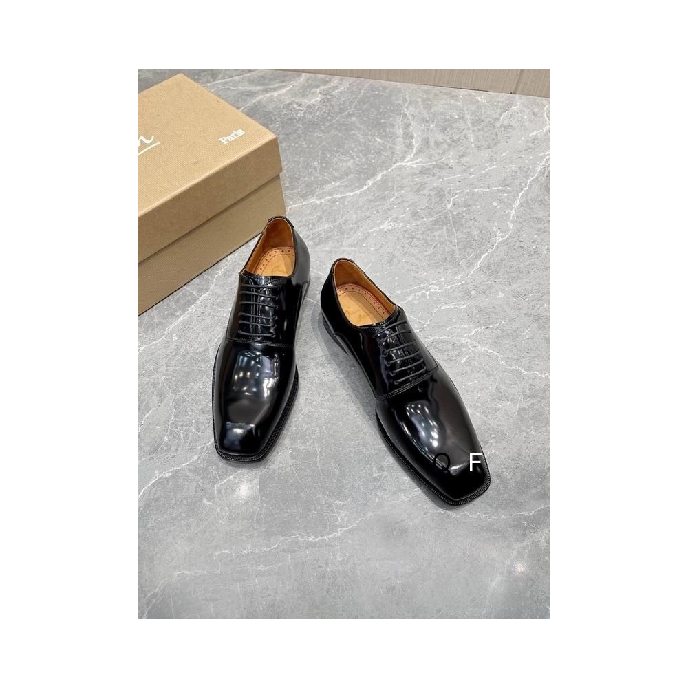 Fake Christian Louboutin Capitano Oxford Patent Leather Black, Replica CL Shoes