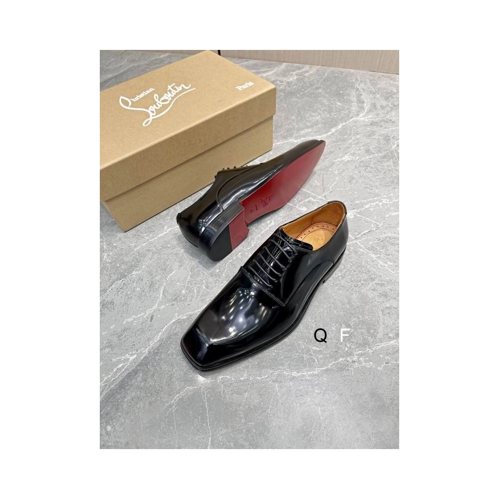 Fake Christian Louboutin Capitano Oxford Patent Leather Black, Replica CL Shoes