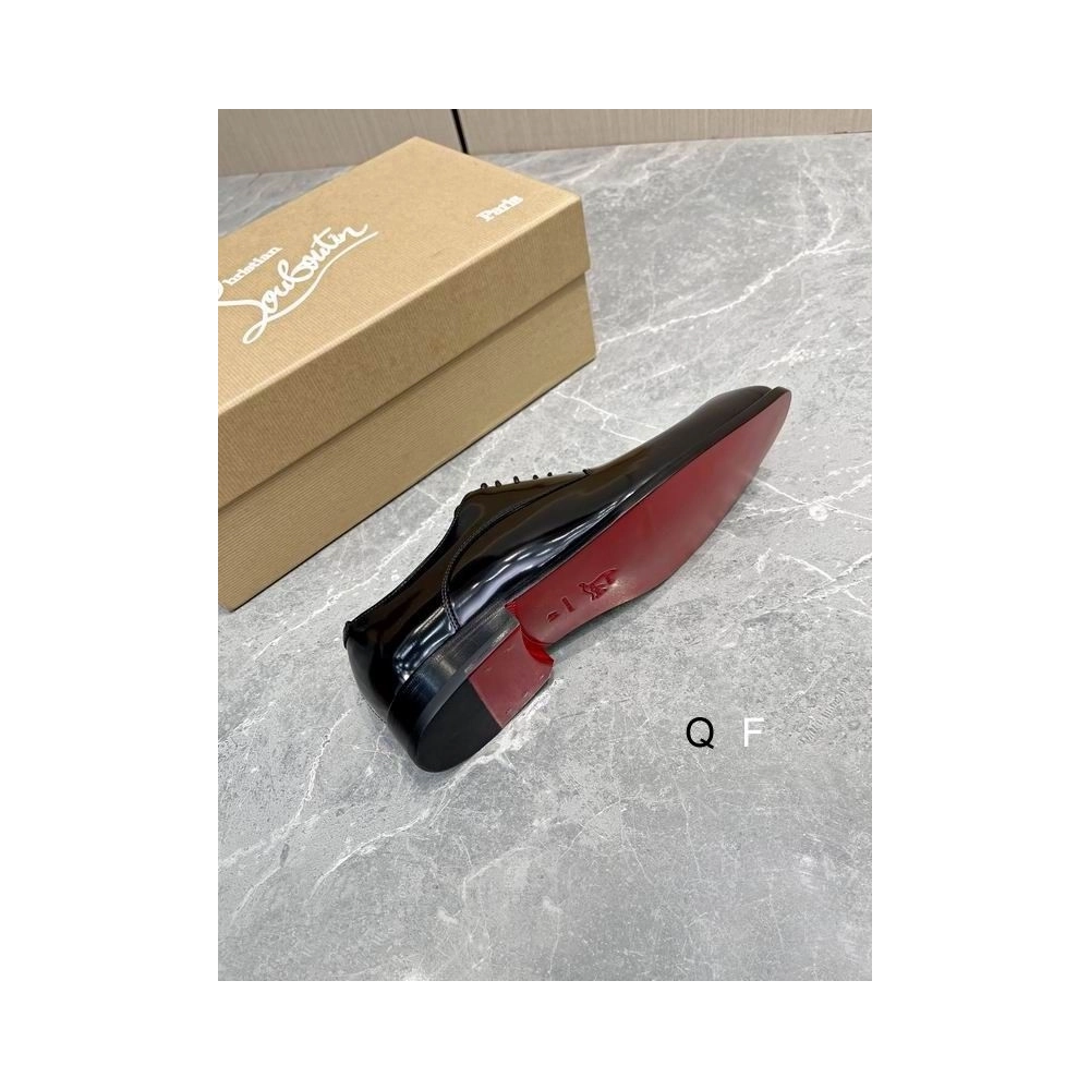 Fake Christian Louboutin Capitano Oxford Patent Leather Black, Replica CL Shoes