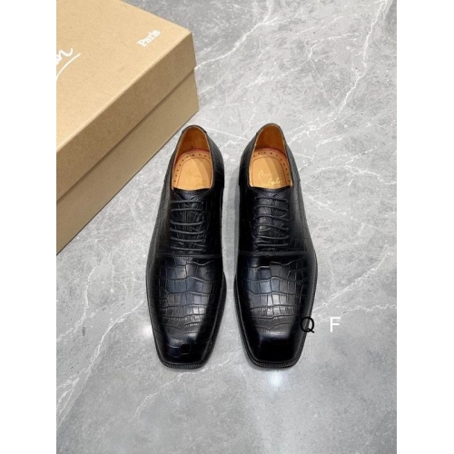 Replica Christian Louboutin Capitano Oxford Crocodile-Embossed Calf Leather Black