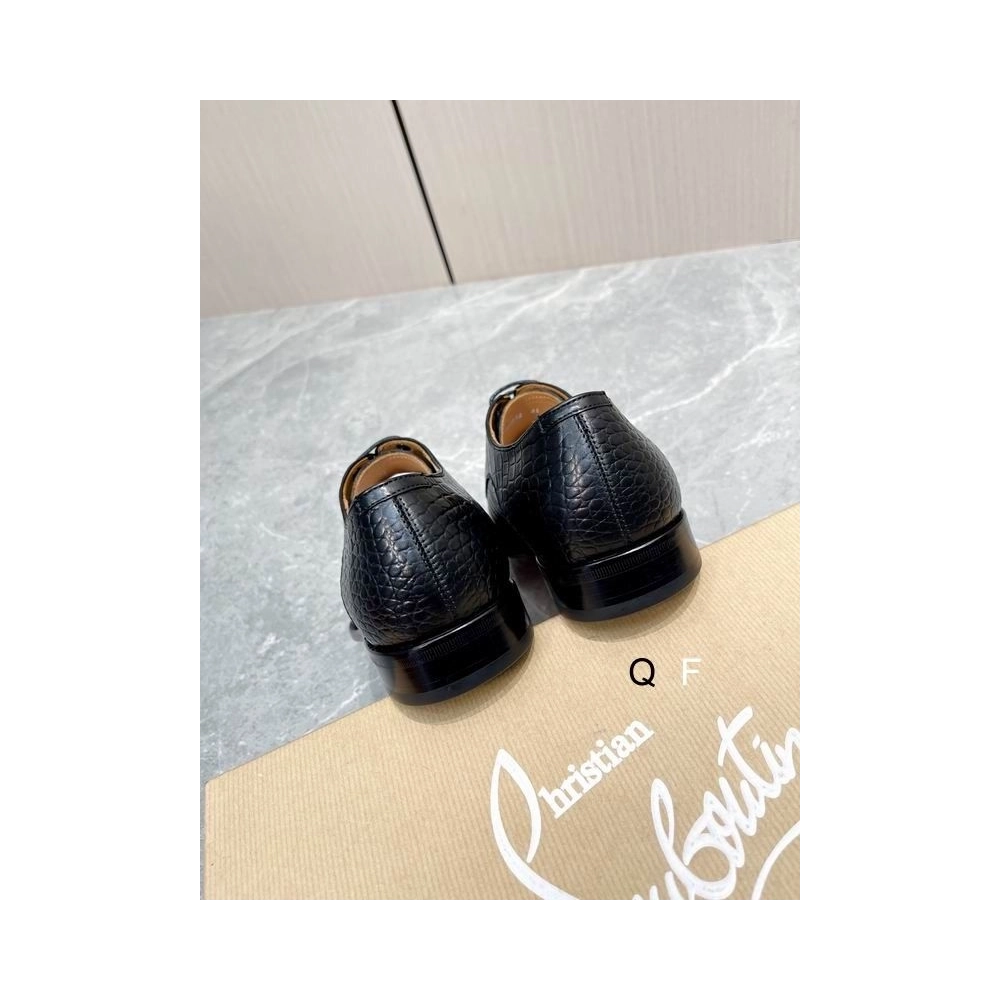 Replica Christian Louboutin Capitano Oxford Crocodile-Embossed Calf Leather Black