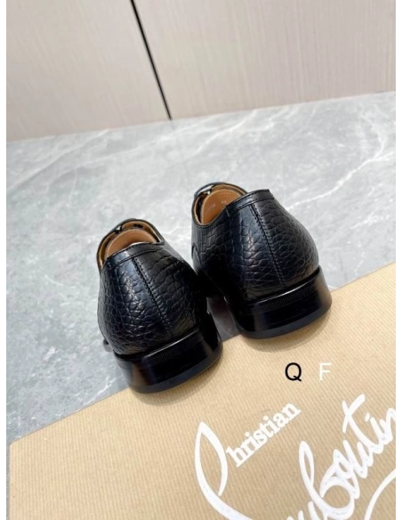 Replica Christian Louboutin Capitano Oxford Crocodile-Embossed Calf Leather Black