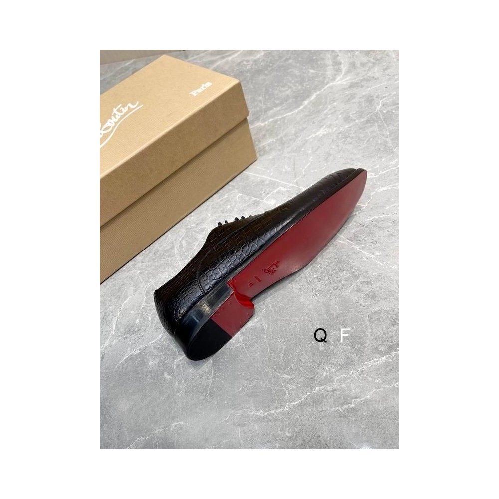 Replica Christian Louboutin Capitano Oxford Crocodile-Embossed Calf Leather Black