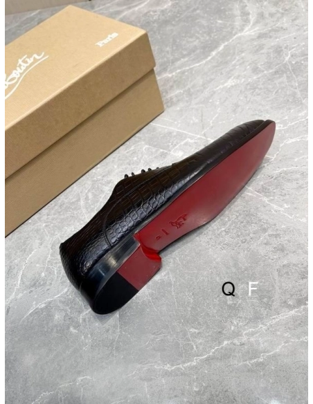 Replica Christian Louboutin Capitano Oxford Crocodile-Embossed Calf Leather Black