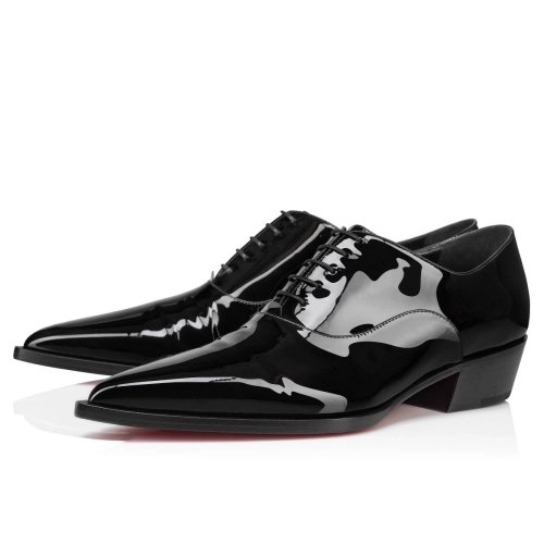 Cheap Christian Louboutin Eliviss Uomo Oxford Patent Calf Leather Black on Sale