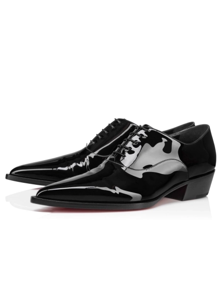 Cheap Christian Louboutin Eliviss Uomo Oxford Patent Calf Leather Black on Sale