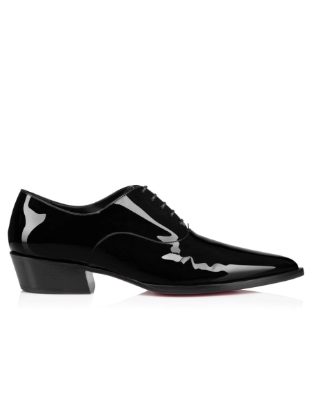 Cheap Christian Louboutin Eliviss Uomo Oxford Patent Calf Leather Black on Sale