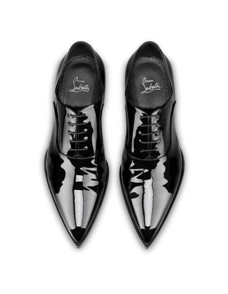 Cheap Christian Louboutin Eliviss Uomo Oxford Patent Calf Leather Black on Sale