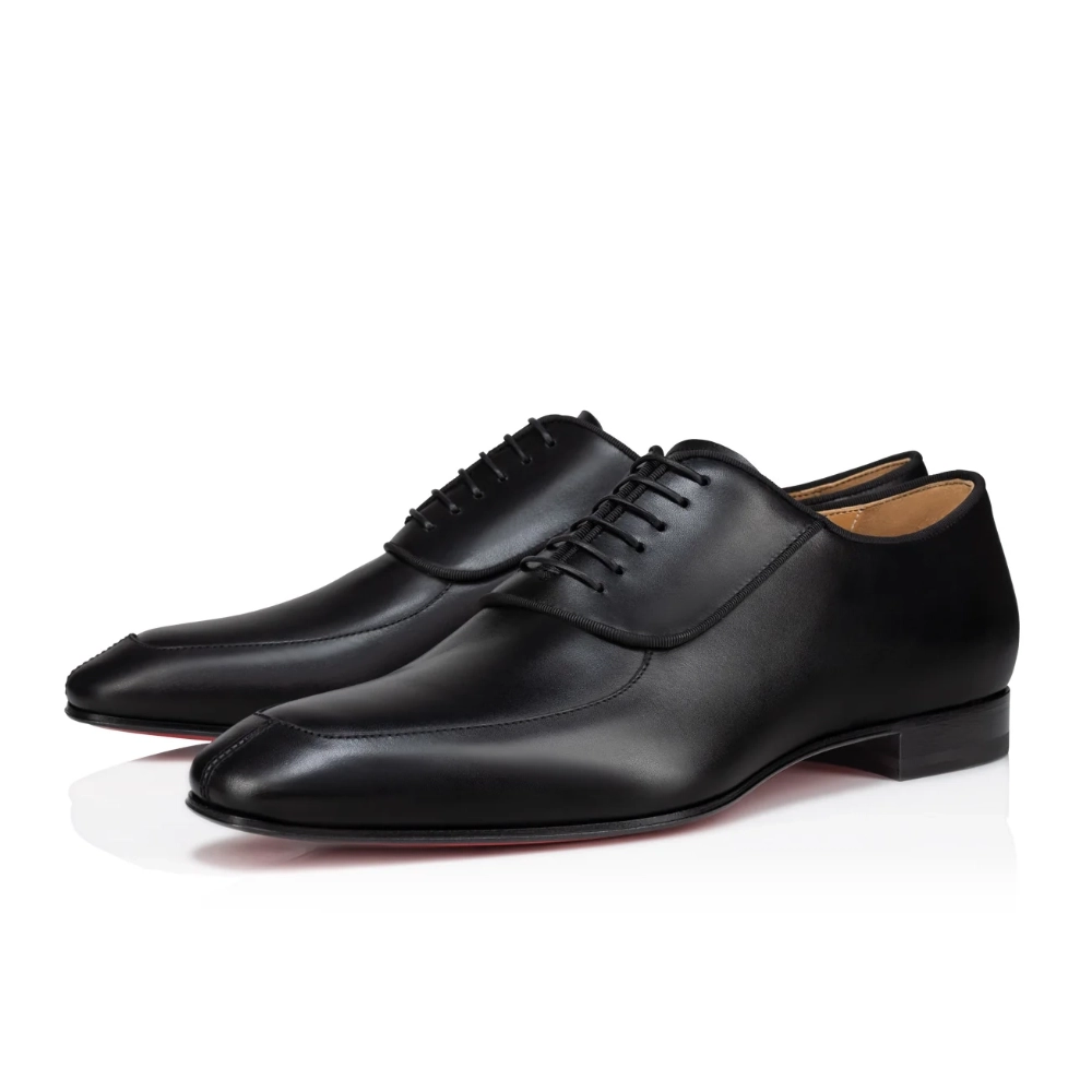 Replica Christian Louboutin Lafitte Oxford Calf Leather Black, Knockoff Christian Louboutin Shoes