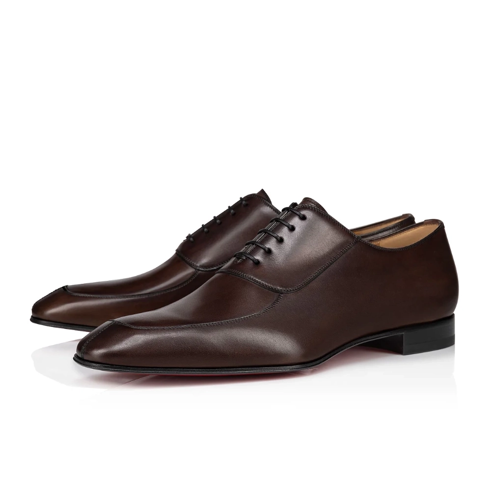 Discount Christian Louboutin Lafitte Oxford Patinated Calf Leather Brown Sale Online