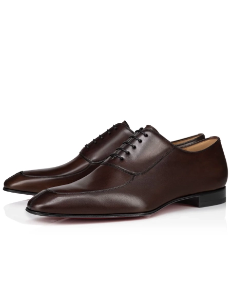Discount Christian Louboutin Lafitte Oxford Patinated Calf Leather Brown Sale Online