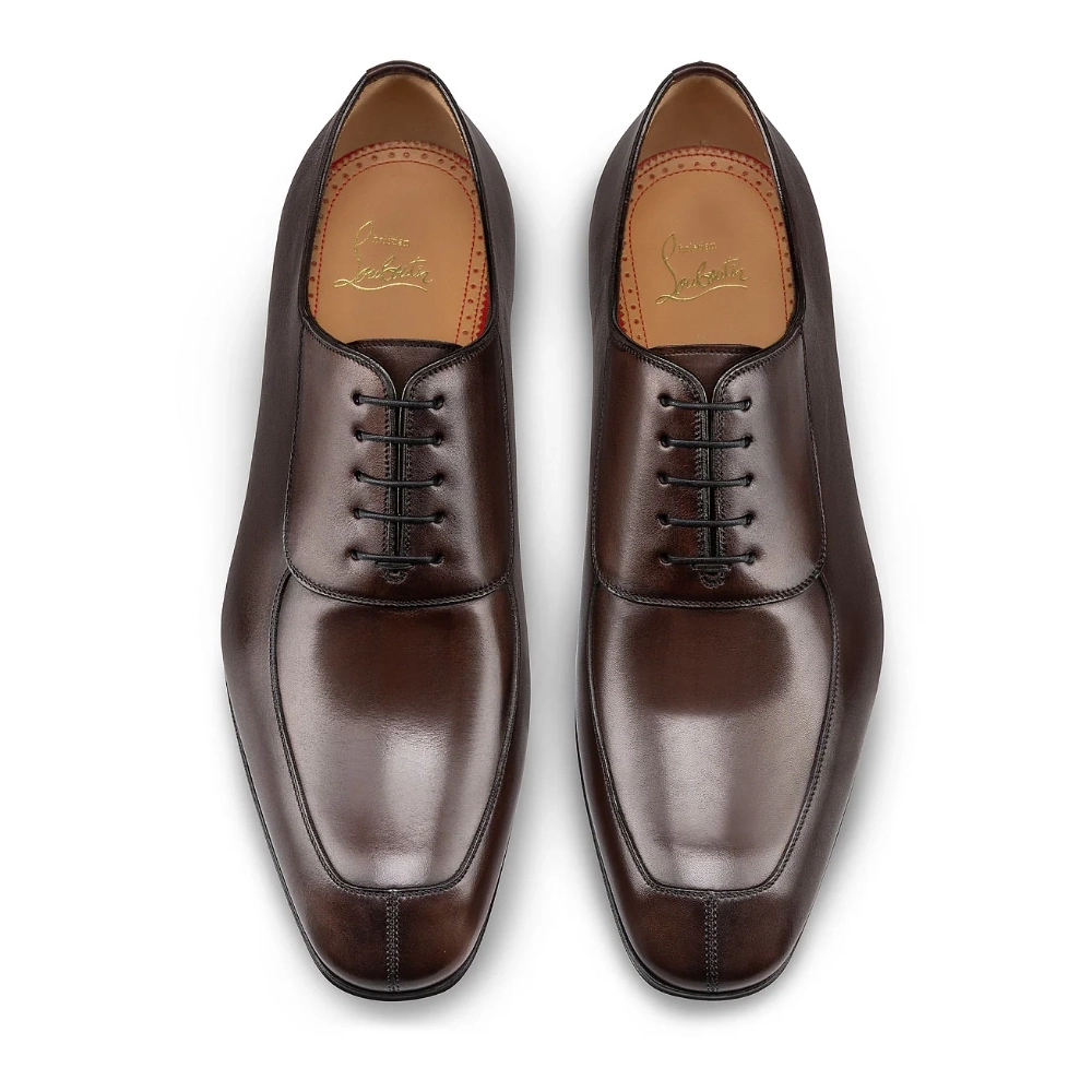 Discount Christian Louboutin Lafitte Oxford Patinated Calf Leather Brown Sale Online