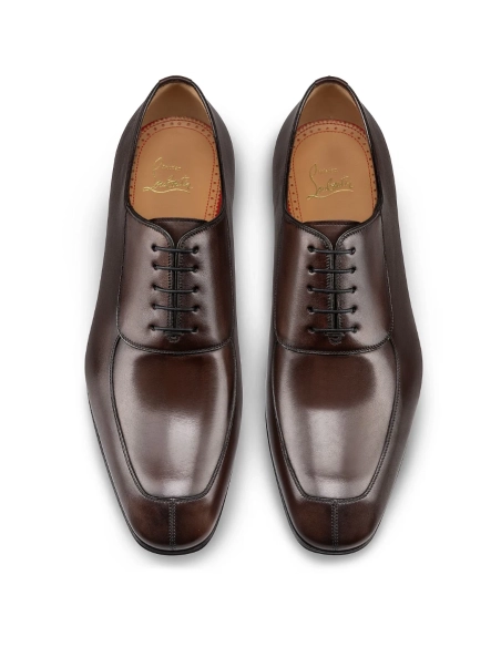 Discount Christian Louboutin Lafitte Oxford Patinated Calf Leather Brown Sale Online