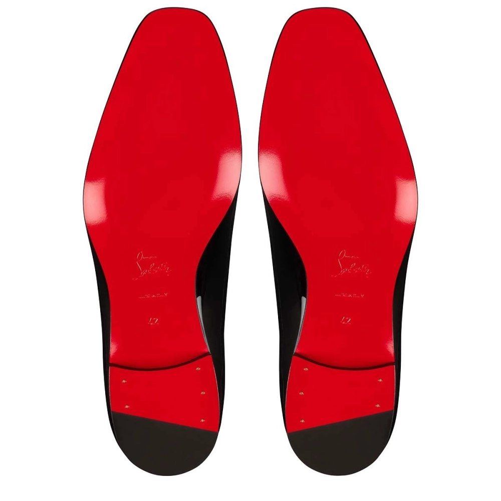 Fake Christian Louboutin Lafitte On Strass Oxford Patent Calf Leather Black, Replica CL Shoes