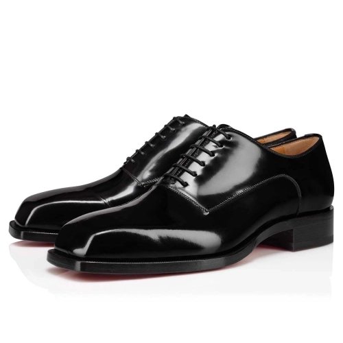 Fake Christian Louboutin Capitano Oxford Smooth Calf Leather Black, Replica CL Shoes