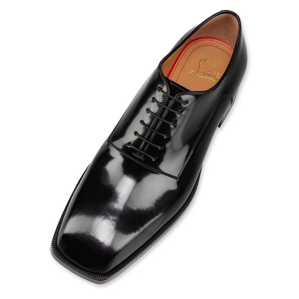 Fake Christian Louboutin Capitano Oxford Smooth Calf Leather Black, Replica CL Shoes