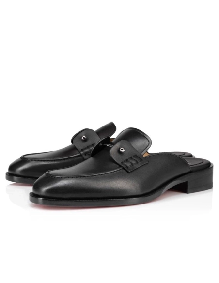 Replica Christian Louboutin Chambeluss Mules Calf Leather Black, Fake CL Shoes