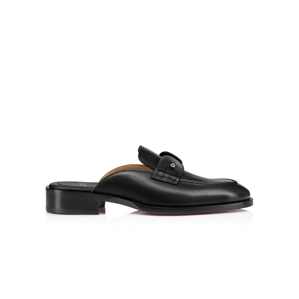 Replica Christian Louboutin Chambeluss Mules Calf Leather Black, Fake CL Shoes