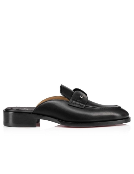 Replica Christian Louboutin Chambeluss Mules Calf Leather Black, Fake CL Shoes