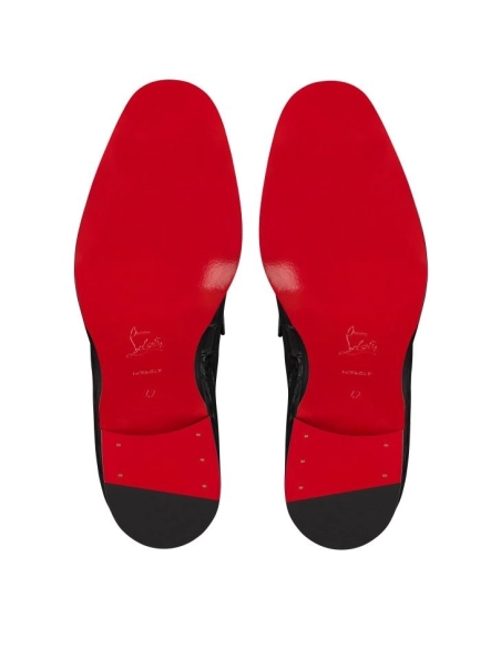 Discount Christian Louboutin Chambelimoc Loafers Alligator Embossed Calf Leather Black Outlet