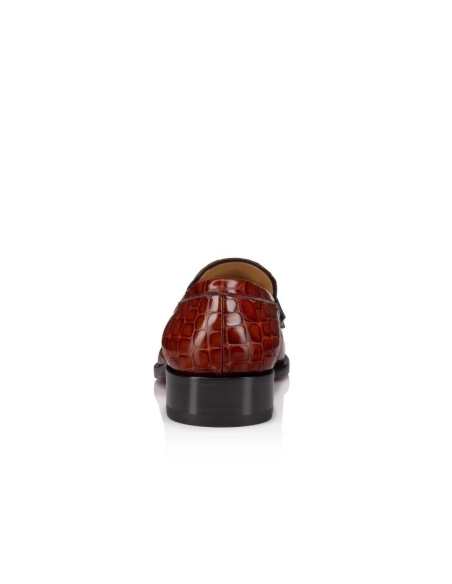 Knockoff Christian Louboutin Chambelimoc Loafers Alligator Embossed Calf Leather Acajou