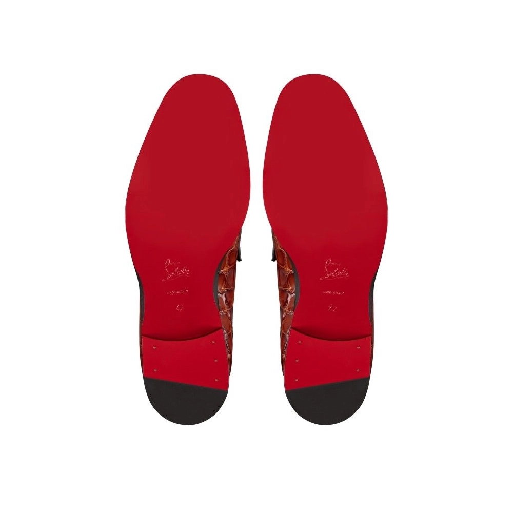 Knockoff Christian Louboutin Chambelimoc Loafers Alligator Embossed Calf Leather Acajou