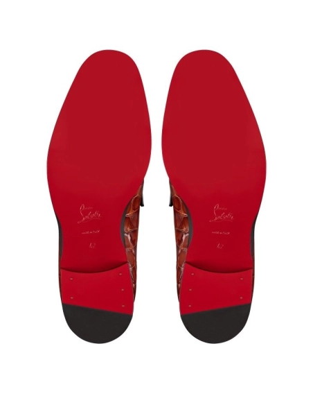 Knockoff Christian Louboutin Chambelimoc Loafers Alligator Embossed Calf Leather Acajou
