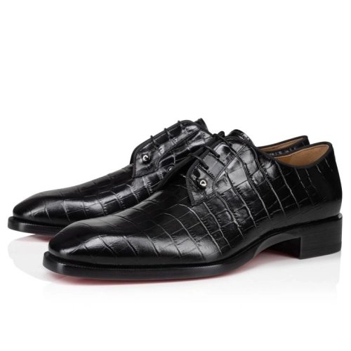 Knockoff Christian Louboutin Chambeliss Derbies Alligator Embossed Calf Leather Black, Replica CL Shoes