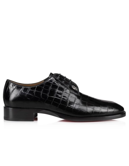 Knockoff Christian Louboutin Chambeliss Derbies Alligator Embossed Calf Leather Black, Replica CL Shoes