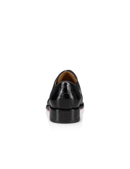 Knockoff Christian Louboutin Chambeliss Derbies Alligator Embossed Calf Leather Black, Replica CL Shoes