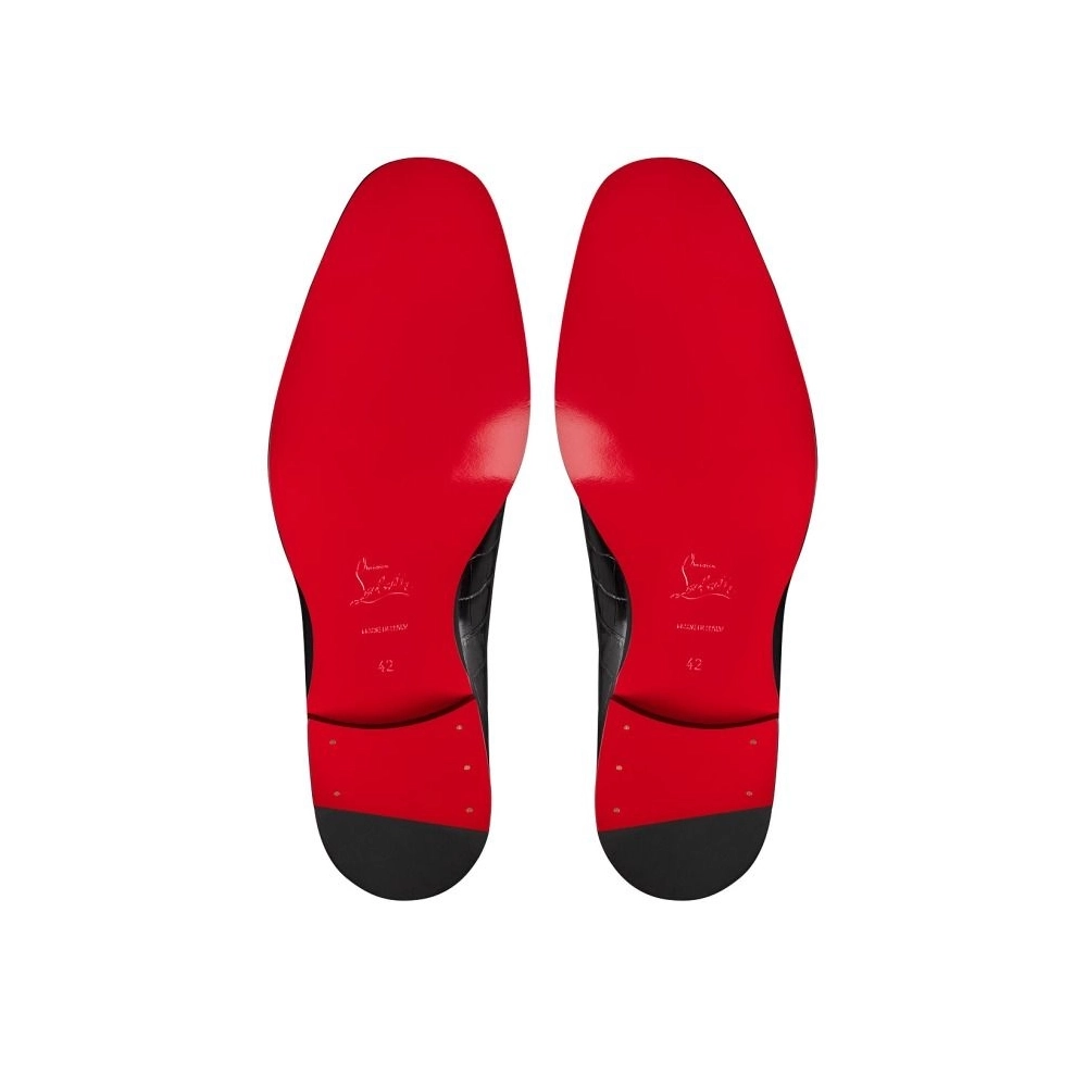 Knockoff Christian Louboutin Chambeliss Derbies Alligator Embossed Calf Leather Black, Replica CL Shoes