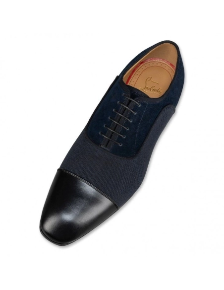 Cheap Christian Louboutin Greggo Oxfords Calf Leather Smart Fabric And Veau Velours Black, Discount CL Shoes