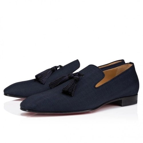 Replica Christian Louboutin Officialito Loafers Smart Fabric Marine, Fake CL Shoes