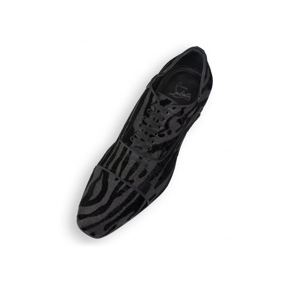 Discount Christian Louboutin Greggy Chic Oxfords Quagga Velvet Black Outlet, Cheap CL Shoes
