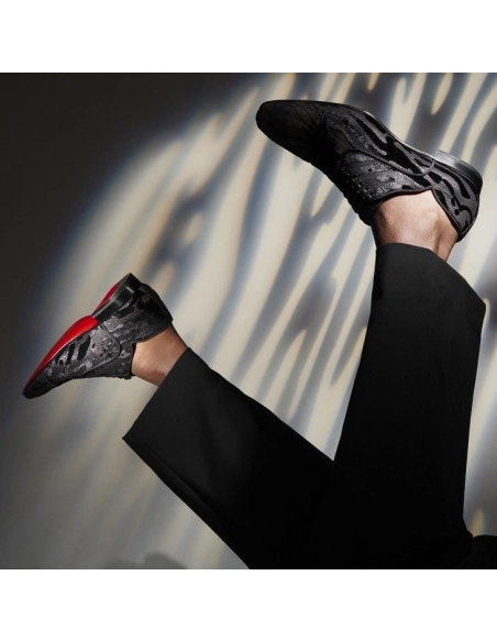 Discount Christian Louboutin Greggy Chic Oxfords Quagga Velvet Black Outlet, Cheap CL Shoes