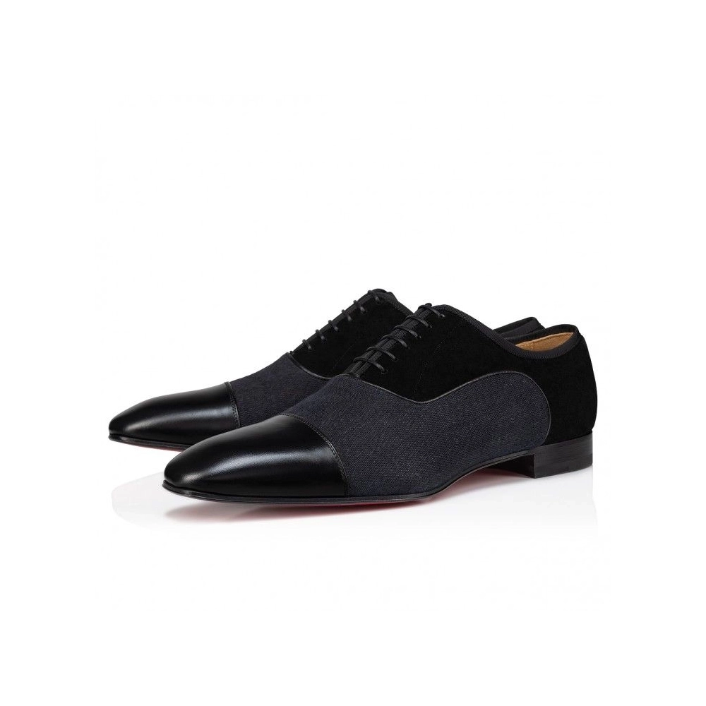 Fake Christian Louboutin Greggo Oxfords Wool Veau Velours And Nappa Leather Black, Knockoff Christian Louboutin Shoes