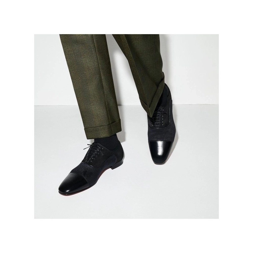 Fake Christian Louboutin Greggo Oxfords Wool Veau Velours And Nappa Leather Black, Knockoff Christian Louboutin Shoes