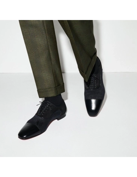Fake Christian Louboutin Greggo Oxfords Wool Veau Velours And Nappa Leather Black, Knockoff Christian Louboutin Shoes