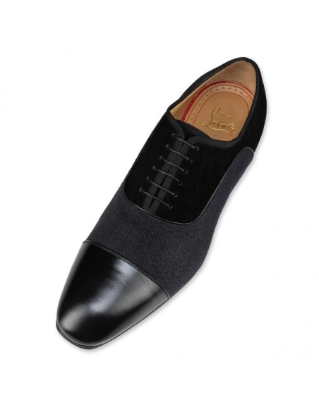 Fake Christian Louboutin Greggo Oxfords Wool Veau Velours And Nappa Leather Black, Knockoff Christian Louboutin Shoes