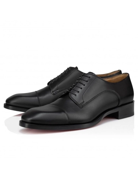 Replica Christian Louboutin Cortomale Derbies Calf Leather Black, Knockoff Christian Louboutin Shoes