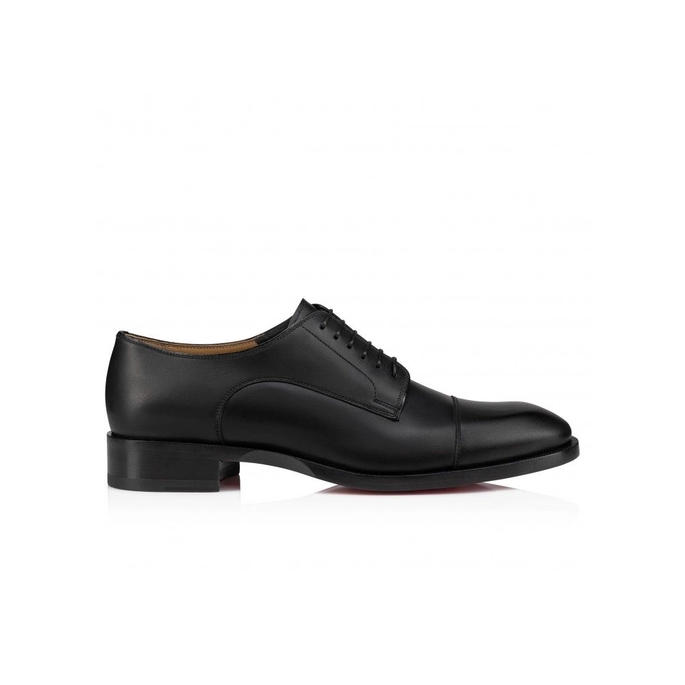 Replica Christian Louboutin Cortomale Derbies Calf Leather Black, Knockoff Christian Louboutin Shoes