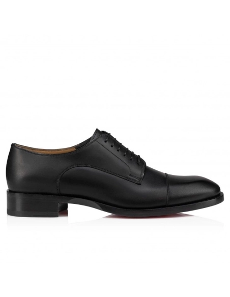 Replica Christian Louboutin Cortomale Derbies Calf Leather Black, Knockoff Christian Louboutin Shoes