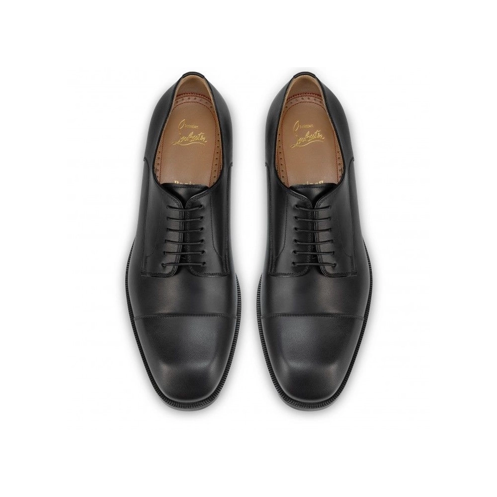 Replica Christian Louboutin Cortomale Derbies Calf Leather Black, Knockoff Christian Louboutin Shoes