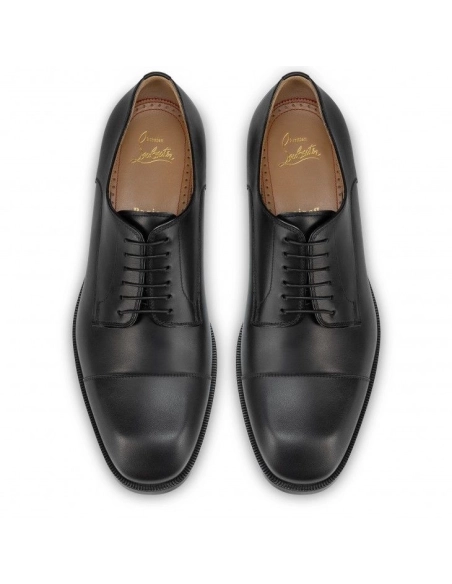 Replica Christian Louboutin Cortomale Derbies Calf Leather Black, Knockoff Christian Louboutin Shoes