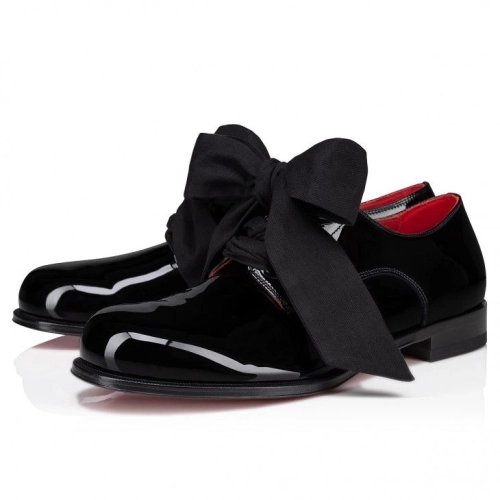 Fake Christian Louboutin Derloon Derbies Patent Calf Leather Black, Replica Christian Louboutin Shoes