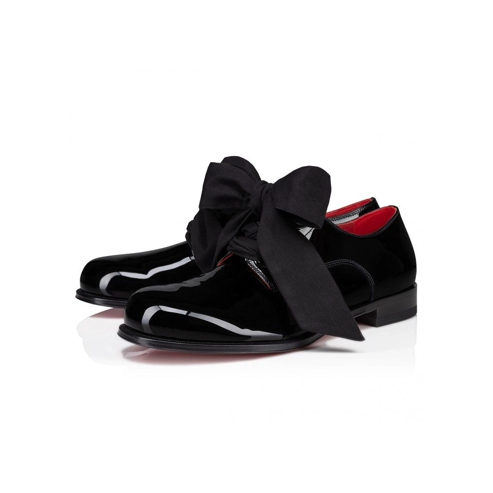 Fake Christian Louboutin Derloon Derbies Patent Calf Leather Black, Replica Christian Louboutin Shoes