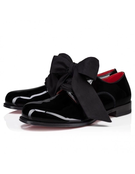 Fake Christian Louboutin Derloon Derbies Patent Calf Leather Black, Replica Christian Louboutin Shoes